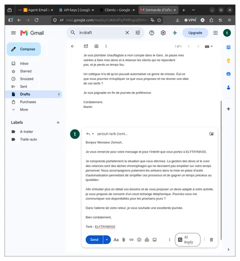 Agent email pour la gestion des devis